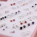 Elegant Korean Style Alloy Zircon Heart Star Flower Stud Set, 36 Pairs Assorted Fashion Earrings view 4