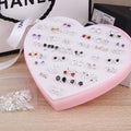 Elegant Korean Style Alloy Zircon Heart Star Flower Stud Set, 36 Pairs Assorted Fashion Earrings view 2