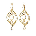 Twisted Open Ribbon Geometric Long Hook Drop Earrings view 2
