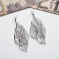 Gold Silver and Gunmetal Triple Open Leaf Hook Earrings view 8
