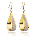 Glitter Look Teardrop Long Hook Earrings in Three Finishes view 1