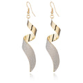 Two Tone Spiral Ribbon Long Statement Hook Earrings view 6