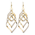 Gold Silver Layered Open Leaf Statement Hook Earrings view 5