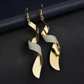 Two Tone Spiral Ribbon Long Statement Hook Earrings view 3