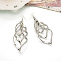 Gold Silver Layered Open Leaf Statement Hook Earrings view 4
