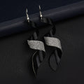Two Tone Spiral Ribbon Long Statement Hook Earrings view 8