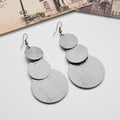 Gold Silver and Gunmetal Triple Textured Disc Earrings view 8