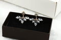 Elegant Korean Marquise Acrylic Daisy Crystal Front Back Stud Fashion Earrings view 5