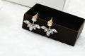 Elegant Korean Marquise Acrylic Daisy Crystal Front Back Stud Fashion Earrings view 4