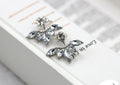 Elegant Korean Marquise Acrylic Daisy Crystal Front Back Stud Fashion Earrings view 2