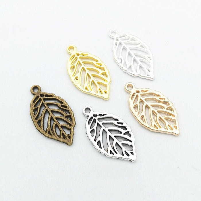 DIY Zinc Alloy Leaf Pendant Charm Vintage Jewelry Accessory For Necklace Making