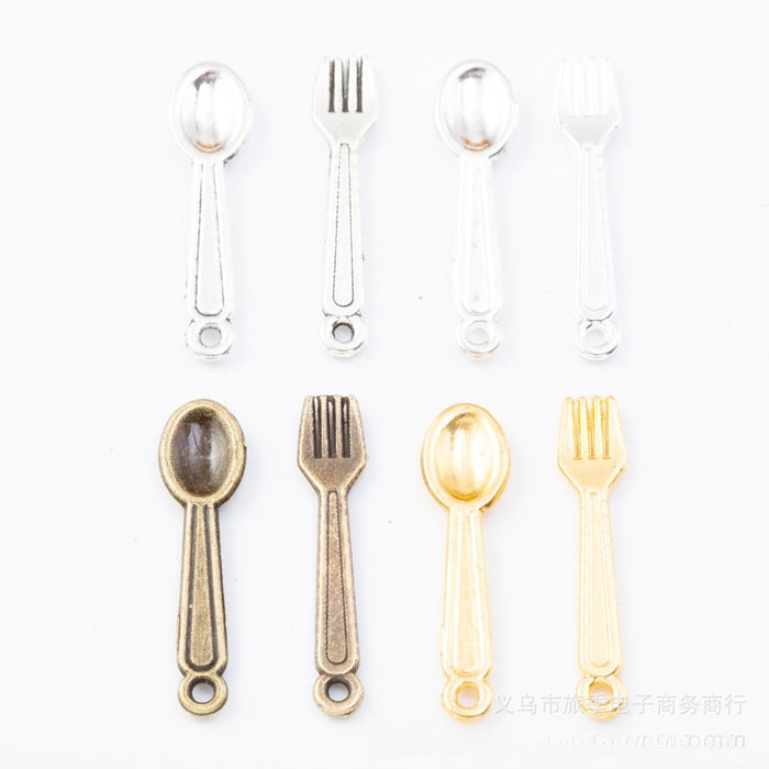 Zinc Alloy Spoon Fork Charm Pendant for DIY Necklace Bracelet Jewelry Making