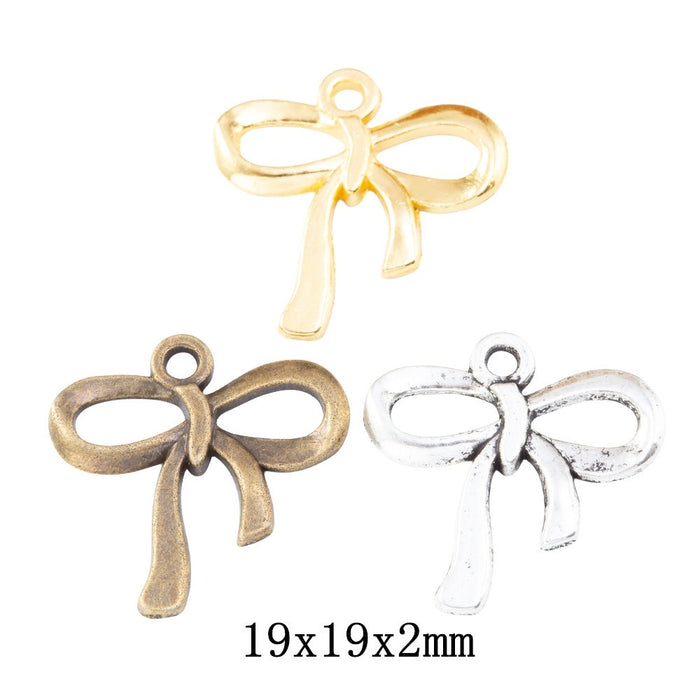 Zinc Alloy Bow Charm Pendant No.623325 for DIY Necklace Bracelet Jewelry Making
