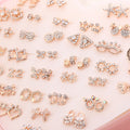 36 Pairs Boxed Korean Style Zircon Rhinestone Stud Set For Women Elegant Fashion Earrings view 3