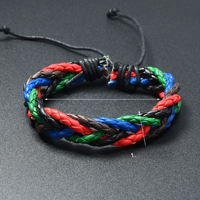 Bohemian Handmade Braided Leather Bracelet Adjustable Colorful Casual Simple Fashion Wristband