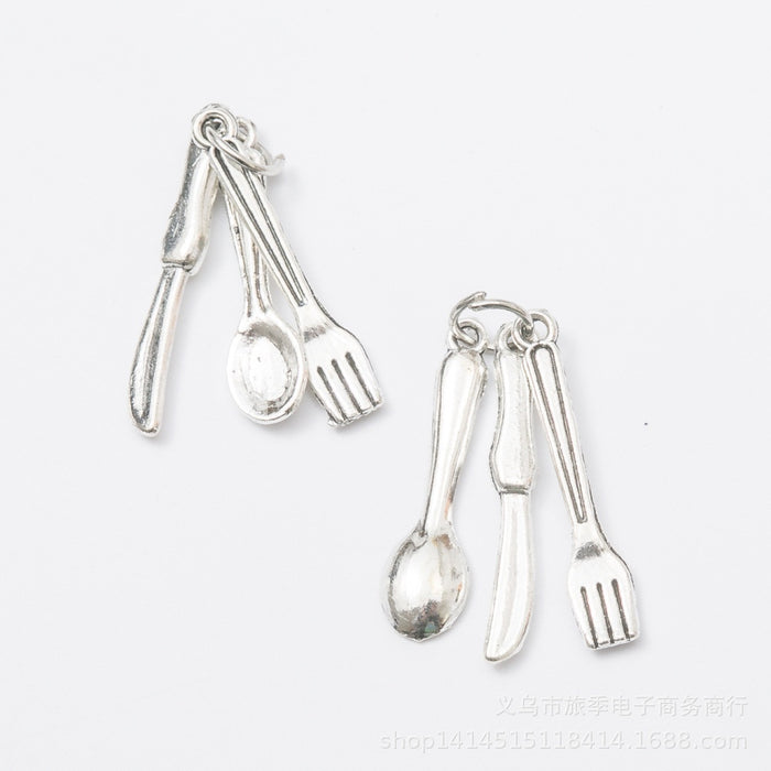 Gold Zinc Alloy Cutlery Charm Pendant for DIY Necklace Bracelet Jewelry Making