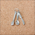 Gold Zinc Alloy Cutlery Charm Pendant for DIY Necklace Bracelet Jewelry Making view 4