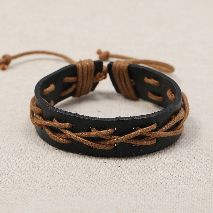 Handmade Braided Cowhide Leather Bracelet Korean Simple Niche Design Student Friendship Jewelry