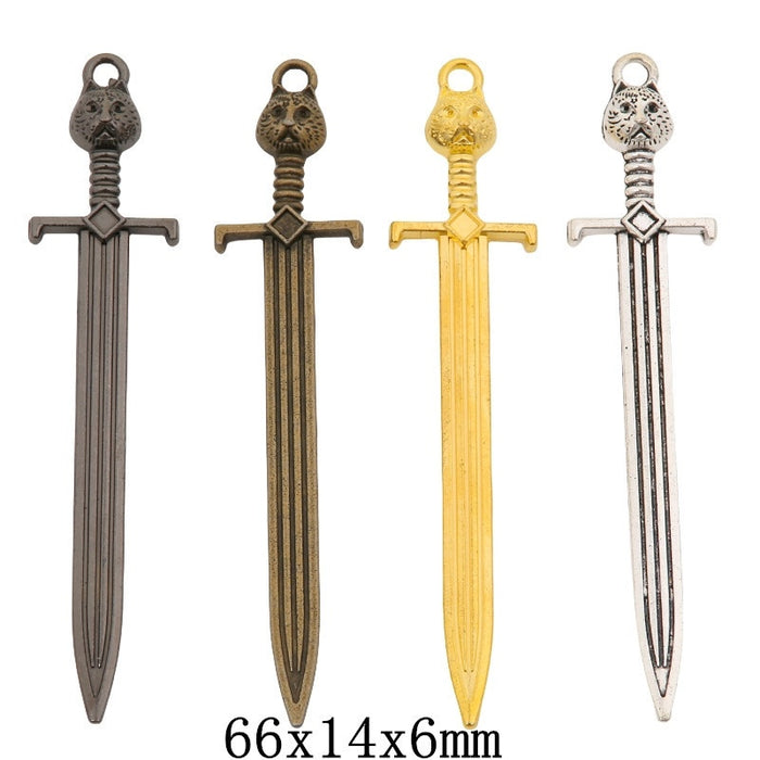 Zinc Alloy Cat Head Sword Charm Pendant for DIY Necklace Bracelet Jewelry Making