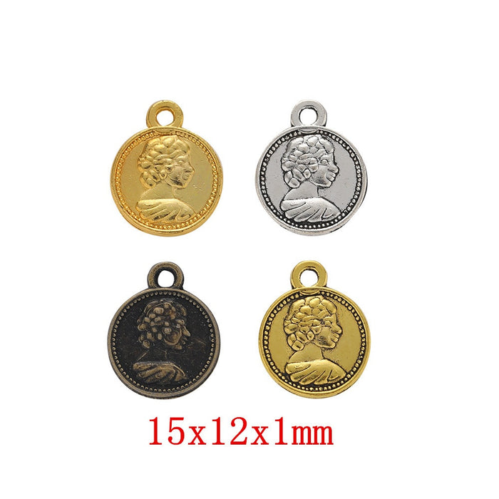 Zinc Alloy Woman Head Charm Pendant No.777649 for DIY Necklace Bracelet Jewelry Making