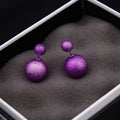 Vintage Frosted Metallic Alloy Double Ball Front Back Studs, Sweet Summer Fashion Pearl Style Earrings view 4