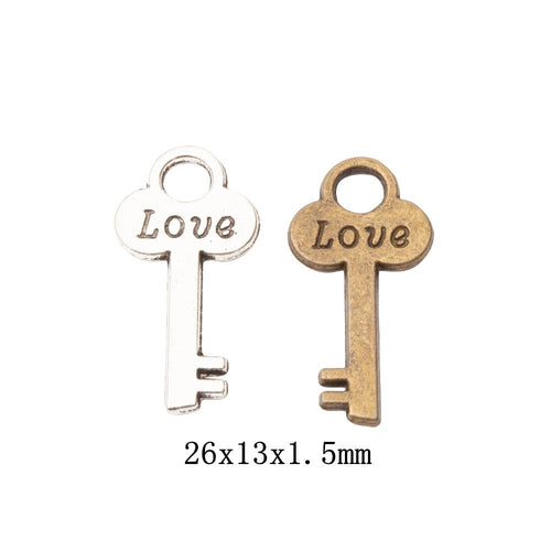 Zinc Alloy Key Charm Pendant No.084592 for DIY Necklace Bracelet Jewelry Making