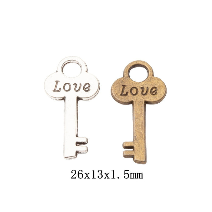 Zinc Alloy Key Charm Pendant No.084592 for DIY Necklace Bracelet Jewelry Making
