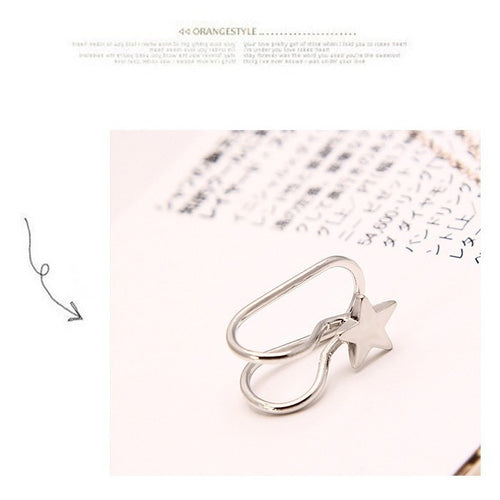 Korean Creative Pearl Stud Earrings Single U Shaped Ear Clip With Star And Solitaire Accent