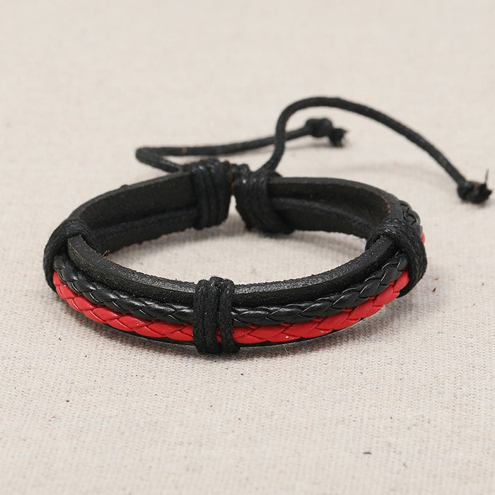 Cross Border Vintage Braided Cowhide Leather Adjustable Fashion Bracelet Accessory