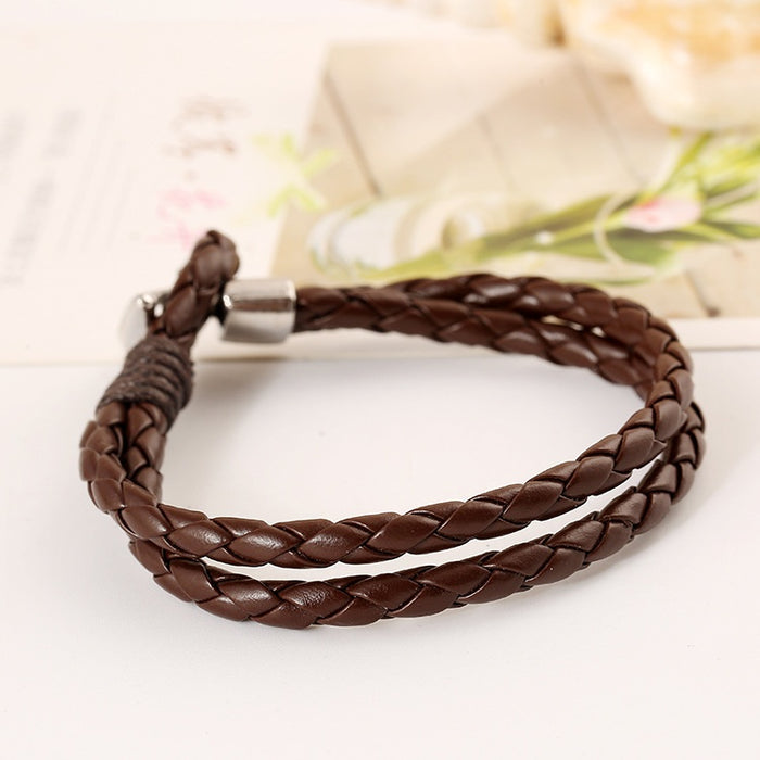 Punk Style Direct Vintage Braided PU Leather Bracelet For European American Export Jewelry