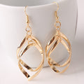 Elegant Twisted Diamond Layered Double Ring Shiny Alloy Drop Dangle Earrings view 4