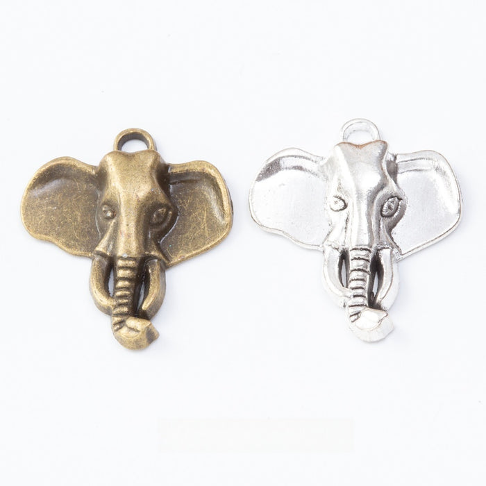 Zinc Alloy Elephant Head Charm Pendant No.792938 for DIY Necklace Bracelet Jewelry Making