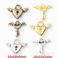 Zinc Alloy Wing Lock Key Charm Pendant for DIY Necklace Bracelet Jewelry Making view 1