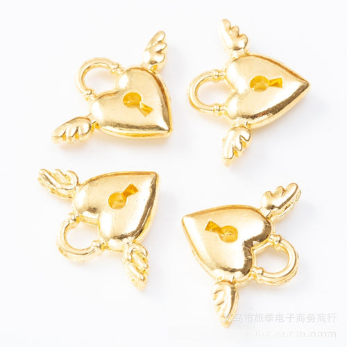 Zinc Alloy Wing Lock Key Charm Pendant for DIY Necklace Bracelet Jewelry Making