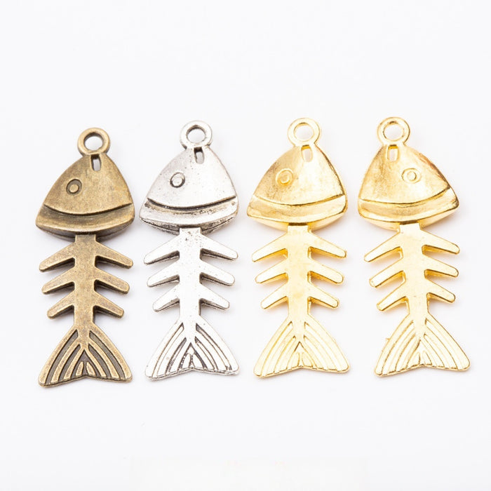 Zinc Alloy Fish Bone Charm Pendant for DIY Necklace Bracelet Jewelry Making