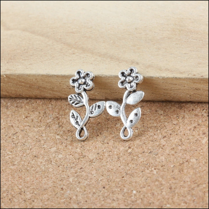 Antique Silver Zinc Alloy Flower Charm Pendant No.278694 for DIY Necklace Bracelet Jewelry Making