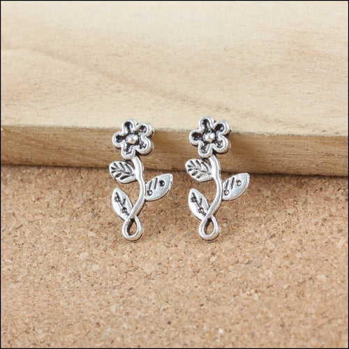 Antique Silver Zinc Alloy Flower Charm Pendant No.278694 for DIY Necklace Bracelet Jewelry Making