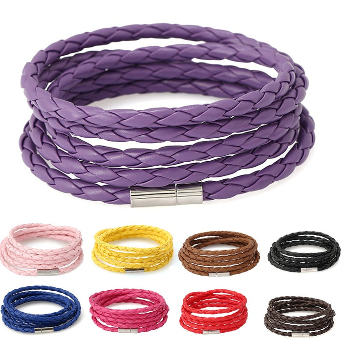 PU Leather Multilayer Braided Bracelet Versatile Women's Faux Cowhide Wristband Jewelry