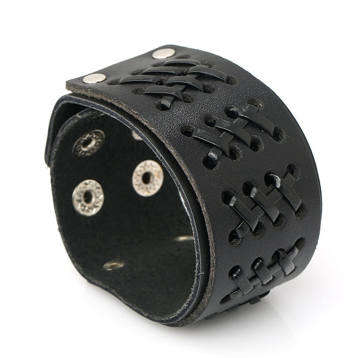 Retro Punk Braided Cowhide Leather Bracelet For Men Fashion Wrist Jewelry