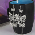 Elegant Silver Alloy Hollow Butterfly Tassel Drop Dangle Statement Fashion Jewelry Earrings view 3