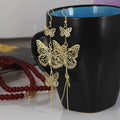 Elegant Silver Alloy Hollow Butterfly Tassel Drop Dangle Statement Fashion Jewelry Earrings view 2