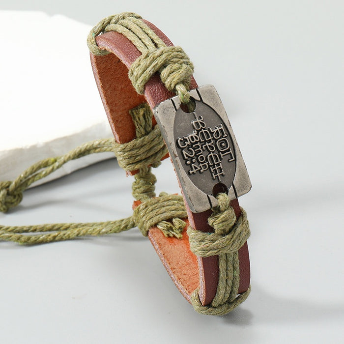 Simple Handmade Braided Vintage Leather Bracelet Adjustable Casual Unisex Wrist Jewelry