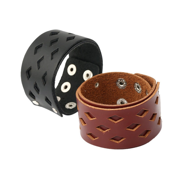 European Export Simple Vintage Multi Layer Cowhide Leather Bracelet Men's Punk Leather Bangle