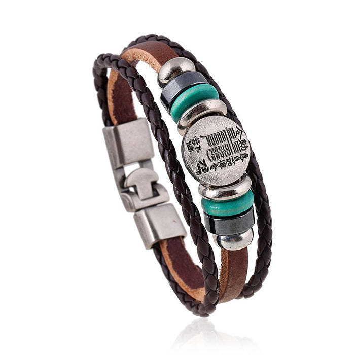 Direct Korean Style Braided Genuine Leather Bracelet With Toggle Clasp Fashion Jewelry