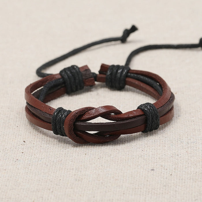 Simple Vintage Braided Cowhide Bracelet European American Creative Trendy Leather Wrist Jewelry