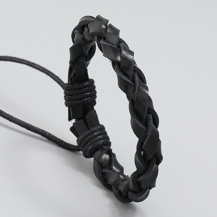 European And American Simple Vintage Braided Cowhide Bracelet, Genuine Leather Rope Bracelet