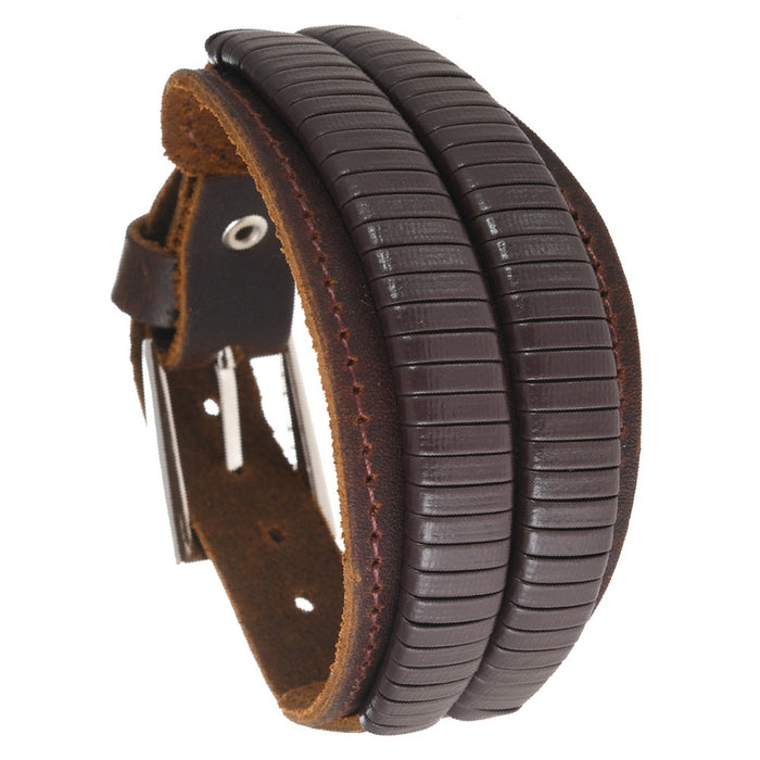 Vintage Punk Hip Hop Rock Men's Adjustable Braided Wide Cowhide Leather Cuff Biker Bracelet