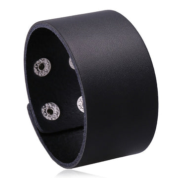 Direct Punk Plain Cowhide Leather Bracelet Simple Personalized Men's Wristband Bangle