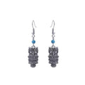 Vintage Alloy Owl Dangle Earrings With Turquoise Bead Bohemian Ethnic Drop Earrings view 1