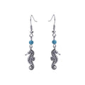 Vintage Alloy Owl Dangle Earrings With Turquoise Bead Bohemian Ethnic Drop Earrings view 4